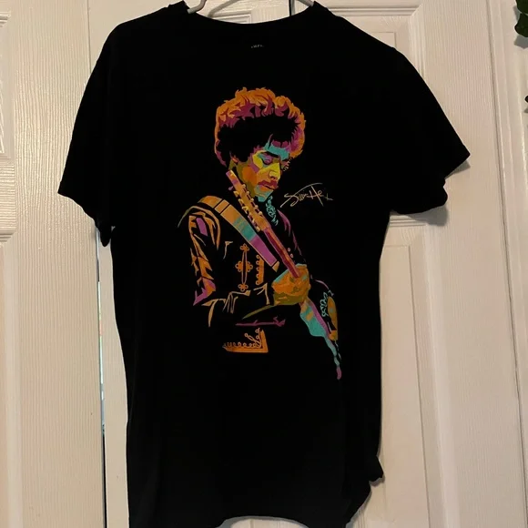 Jimi Hendrix Tee Shirt womens Size M Black/Neon Vintage EUC Host Pick 9/20/23 - Picture 2 of 5